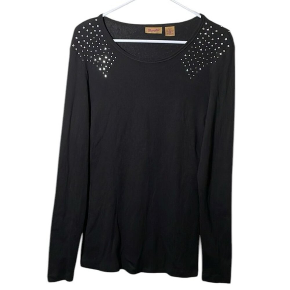 Wrangler Western Rhinestone Black Long Sleeve Shirt